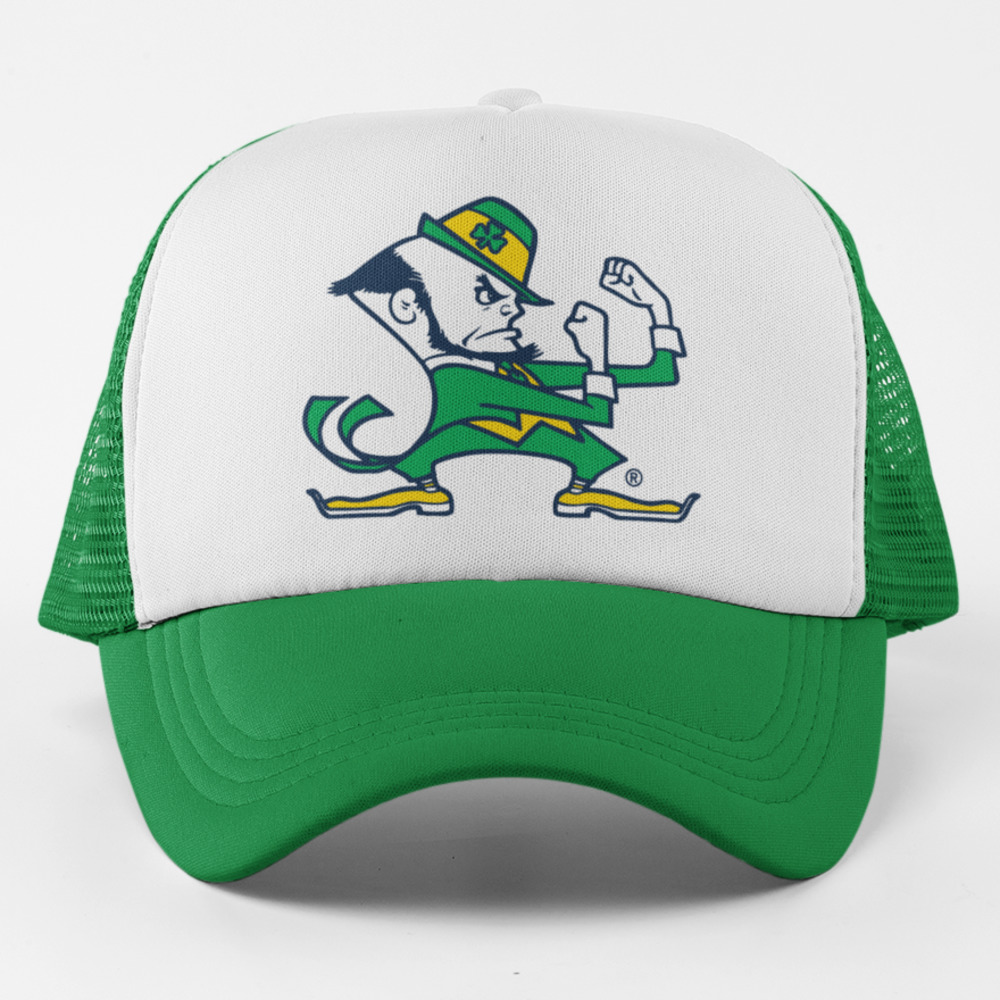NEW Notre Dame Fighting Irish 1967 Mascot Foam Trucker Snapback Hat 2TONE GREEN